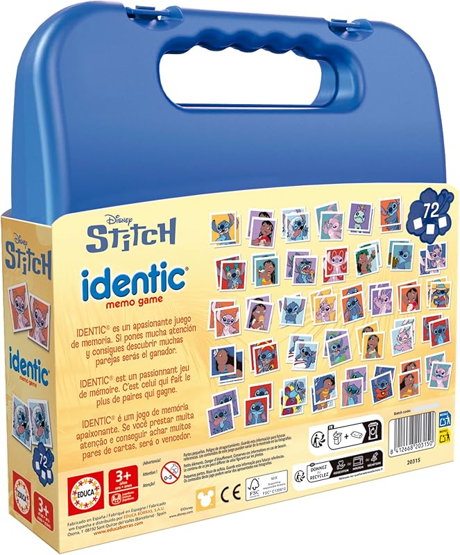 - Identic Stitch. Juego de Memoria Educativo para bebés con 72 Cartas. Encuentra Las Parejas y Trabaja aptitudes básicas como agudeza Visual, atención y Memoria. A Partir de 3 años (20315)