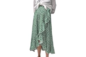 FUNJULY Maternity Skirt Women's High Waist Maternity Skirts Ruffled Tiered Casual A Line Swing Boho Skirts for Women