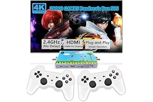 RegiisJoy 28000 in 1 Pandora Game Box 50S Mini Arcade Stick Retro Game Console,Plug and Play,10 Emulators,4K HDMI Output,Dual 2.4G Wireless Controllers