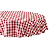 DII Checkered Tabletop Collection 100% Cotton, Machine Washable, Tablecloth, 70" Round, Red