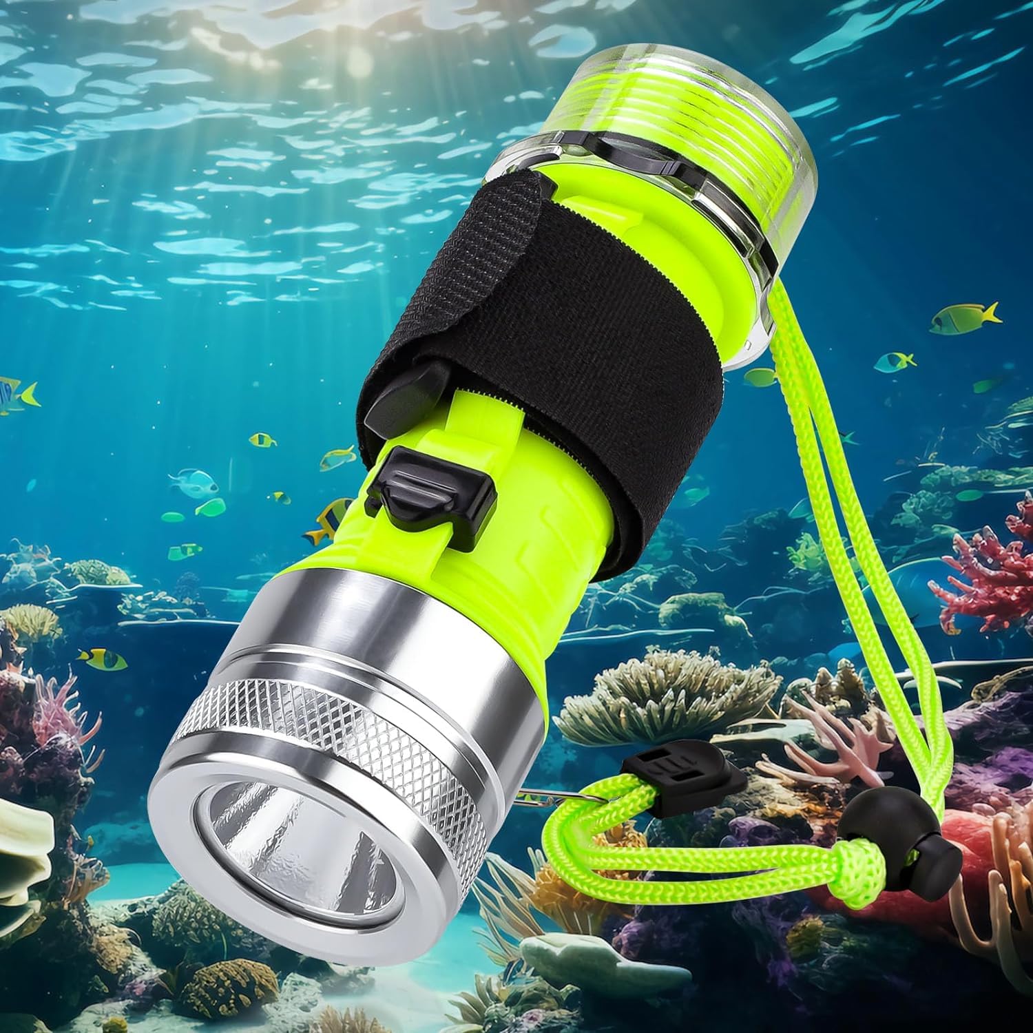 Beedove Dive Torch IPX8 Waterproof, 2000 Lumens Scuba Diving Flashlight Rechargeable, Super Bright Small Torch for Underwater, Scuba Diving Equipment