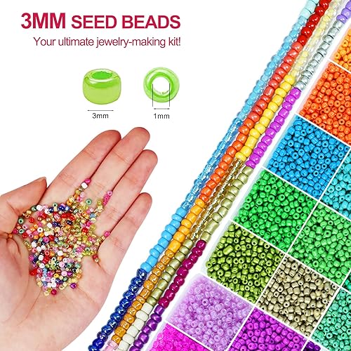 Redtwo 17800pcs 3mm Glass Seed Beads for Jewelry Bracelet Making - Main Image