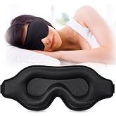 Sleep Mask for Men and Women, 3D Blackout Eye Mask for Side Sleepers, Black | Blindfold Eye Cover with Adjustable Strap, Breathable, Zero Pressure, Lash Extensions, Travel Essentials, Naps