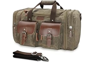 Wildroad Waxed Canvas Duffle Bag - 50L Waterproof Weekender Overnight Travel Bag