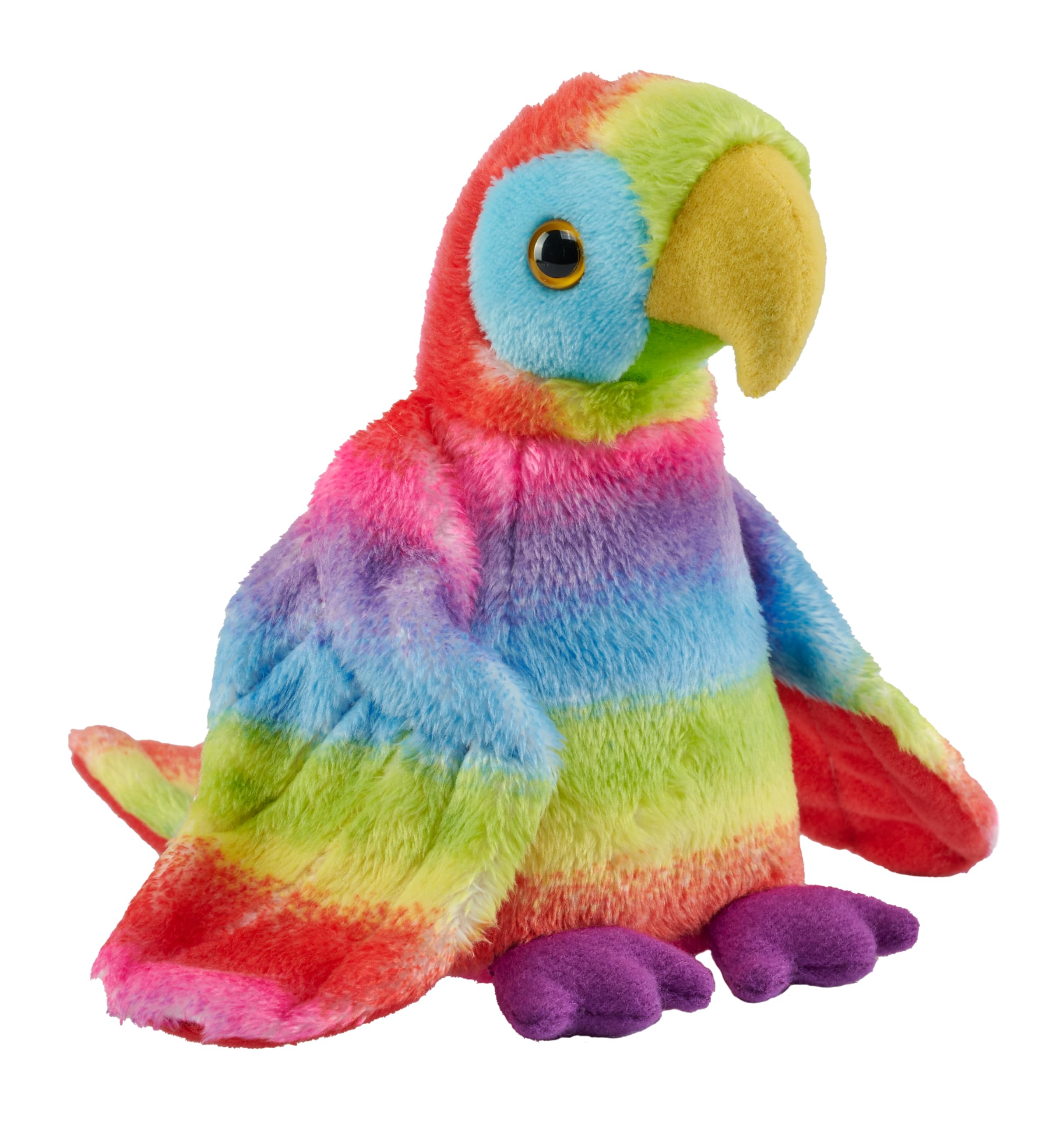 Wild Republic Pocketkins Eco Rainbow Macaw, Stuffed Animal, 5 Inches, Plush Toy, Made from Recycled Materials, Eco Friendly