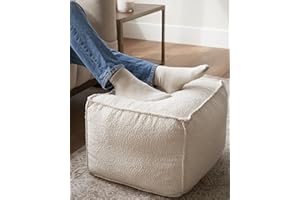 ZICOTO Beautiful Boucle Pouf Ottoman and Foot Rest - Elevate Your Living Room Decor with Lightweight Comfort and Charm - A Round Modern Foam Filled Foot Stool Perfect to Rest Your Feet