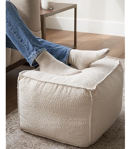 Sorra Home Sutherland Plush Indoor Bean Pouf Ottoman - 20" W X 20" D X 18" H