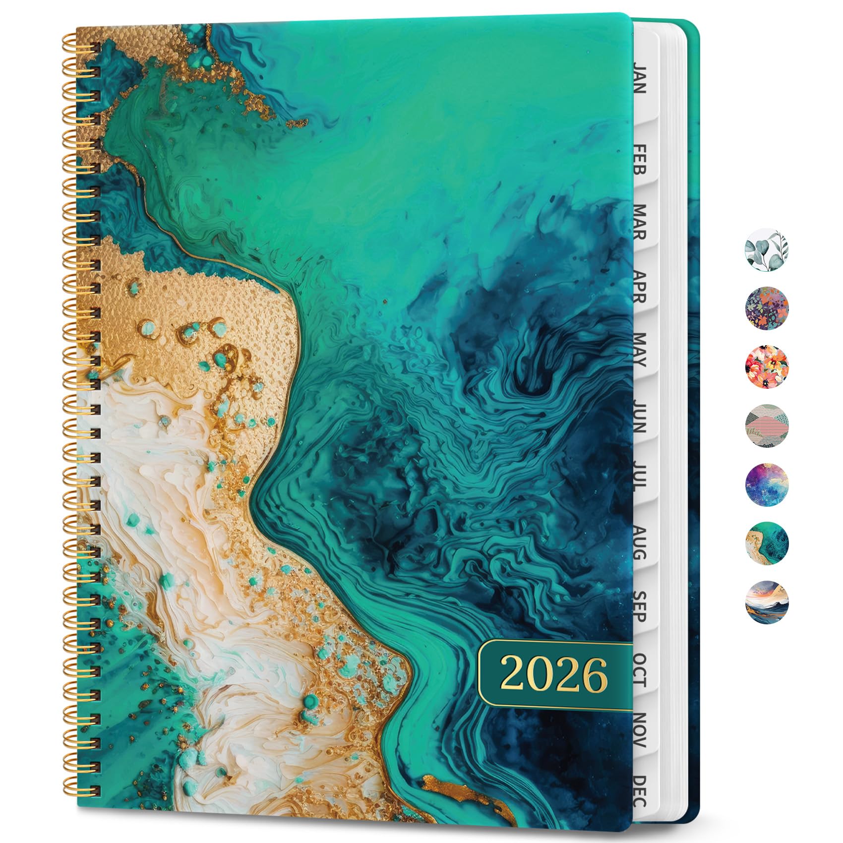 Photo 1 of 2026 Planner, Weekly and Monthly Calendar Planner Book, January 2026 - December 2026, Hardcover Spiral Planner with Monthly Tabs, Notes Pages, Perfect for Women & Men, A4 (8.5" x 11") - Ocean