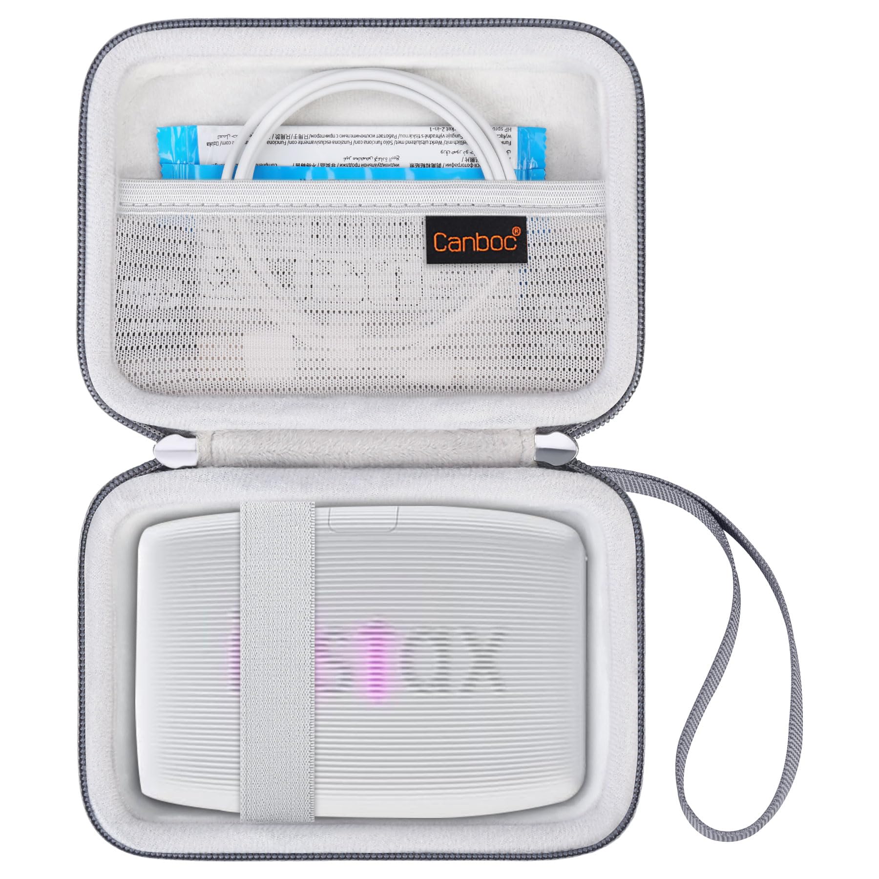 Canboc Carrying Case for Fujifilm Instax Mini Link 3 2 1 Smartphone Printer, Mesh Pocket fit Instant Film and Cable, Ash White (Case Only)