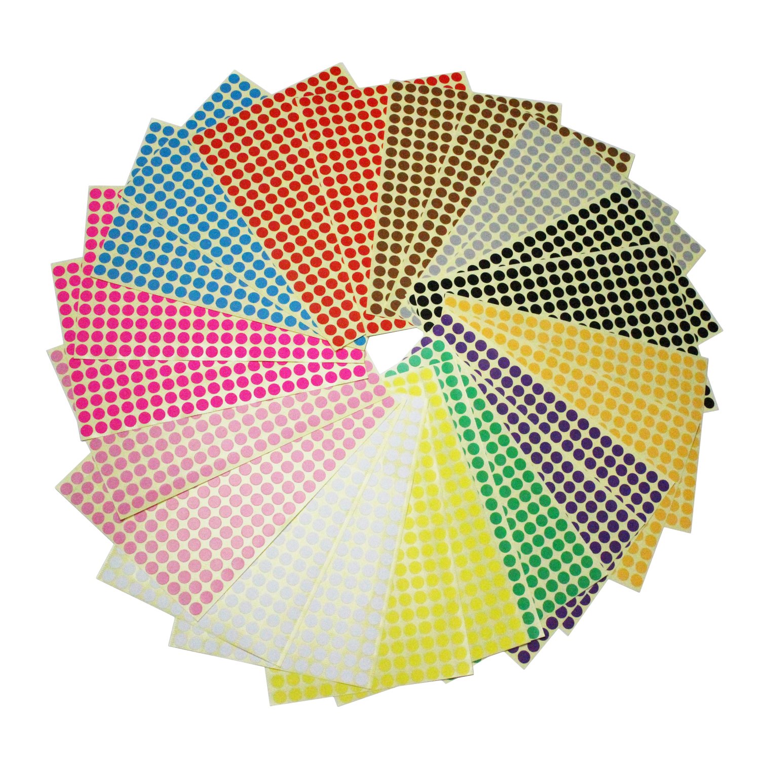 LJY 6240 Pcs Round Stickers 8mm, 12 Assorted Colours Dot Stickers, Self Adhesive Coloured Sticky Labels for Colour Coding, Calendars, Wall Planners and Office Filing (24 Sheets)