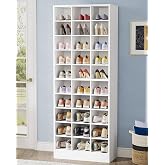 Tribesigns 10-Tier Shoe Storage Cabinet, White Wooden Shoe Rack with 30 Cubbies, Freestanding Tall Entryway Shoe Organizer for Closet, Entryway, Living Room