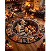 KLIFE 3D Halloween Rug, Skeleton Vortex Optical Illusion Round Mat, Soft & Durable Fabric Non-Slip Modern Home Decor (Style D)