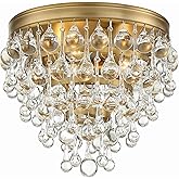 Crystorama Calypso 3 Light Crystal Teardrop Vibrant Gold Flush Mount