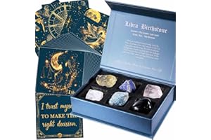 Faivykyd Libra Birthday Crystals Gifts - w/50 Daily Affirmations Cards and 6 Healing Crystals Natural Stones, Positive Affirmations with Inspirational Quotes, Spiritual Gifts for Women