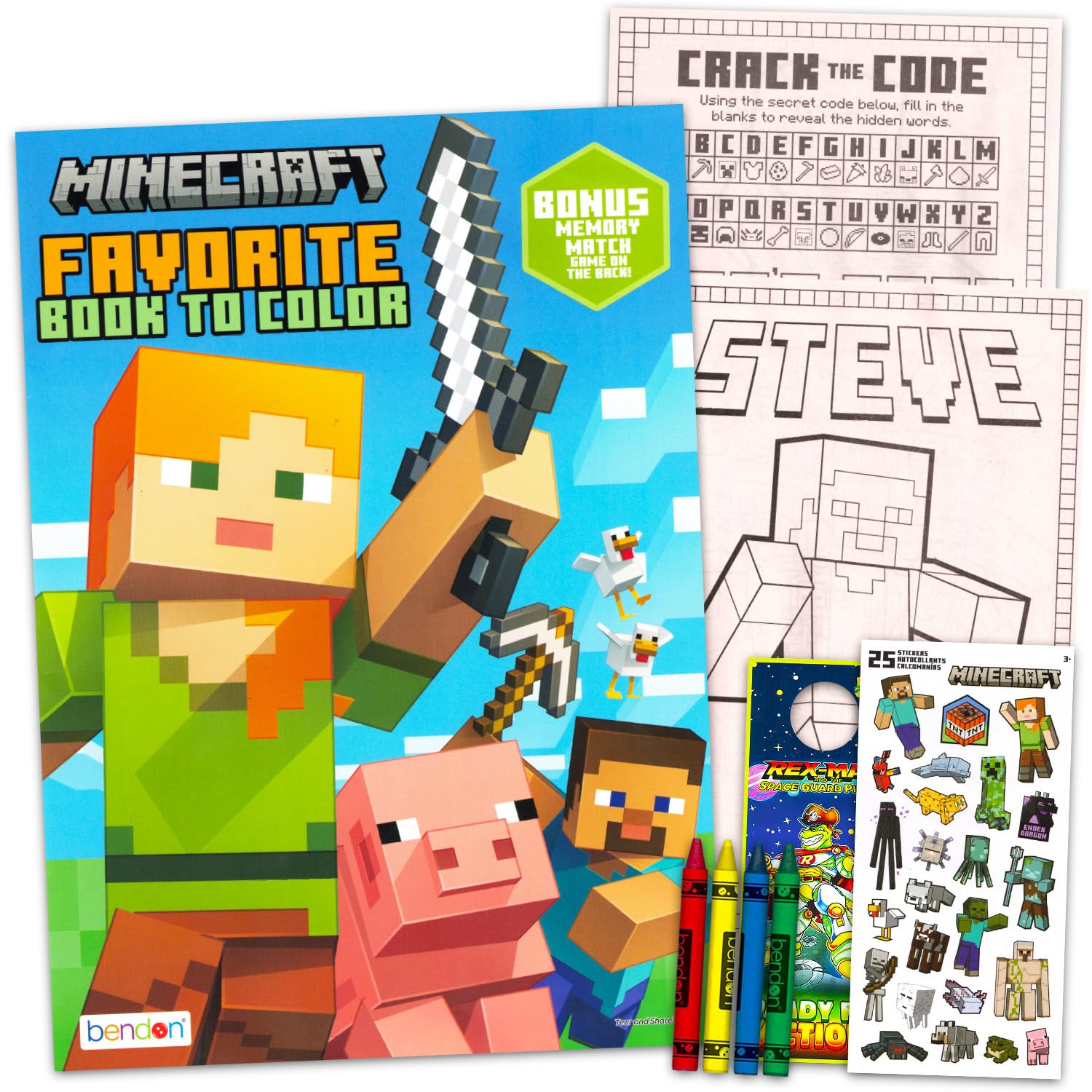 Photo 1 of Minecraft Coloring Book Set for Kids, Boys Ages 4-8 - Bundle with Minecraft Coloring Pages, Activities, Games Plus Minecraft Stickers, Jumbo Crayons | Minecraft Activity Book Set