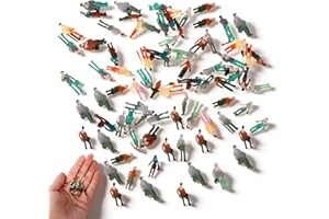 STOBOK 100PCS N Scale 1:150 mini People Figures, Painted Miniature People with Assorted Colors and Poses for Train Layouts, D