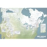 North America Ski Resorts Map 24x36 Poster (Natural Earth)