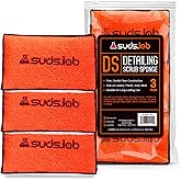 Suds Lab DS Microfiber Detailing Scrub Pad 3 Pack - Car Interior Cleaning & Detailing Microfiber Scrub Pads - Set of 3 - Safe On Leather, Vinyl, Plastic, Etc.