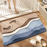 Cute Ocean Bathroom Rug Super Absorbent Bath Mat Machine Washable and Non Slip Fluffy Carpet for Shower, Bedroom and Living Room (23"x16", Footprint)