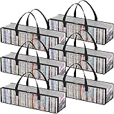 Lifewit CD Storage Bags, Clear PVC Plastic CD Case Holder with Handles, Front Window Zipper Design, Stackable Media Organizer Box for Albums, Holds up to 300 Discs (50 Each), 6 Pack