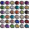 Artdone 36 Jars Chrome Nail Powder Nail Art Fimo Decoration Metallic Mirror Effect Holographic Aurora Chameleon Pigment Powder 1g/Jar Pearl for Resin Craft & Nail Art