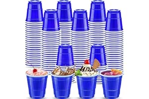 cssopenss 120 pcs Blue Plastic Shot Glasses 2 oz blue shot cups Gender Reveal shot glasses disposable for drinking Tastings s