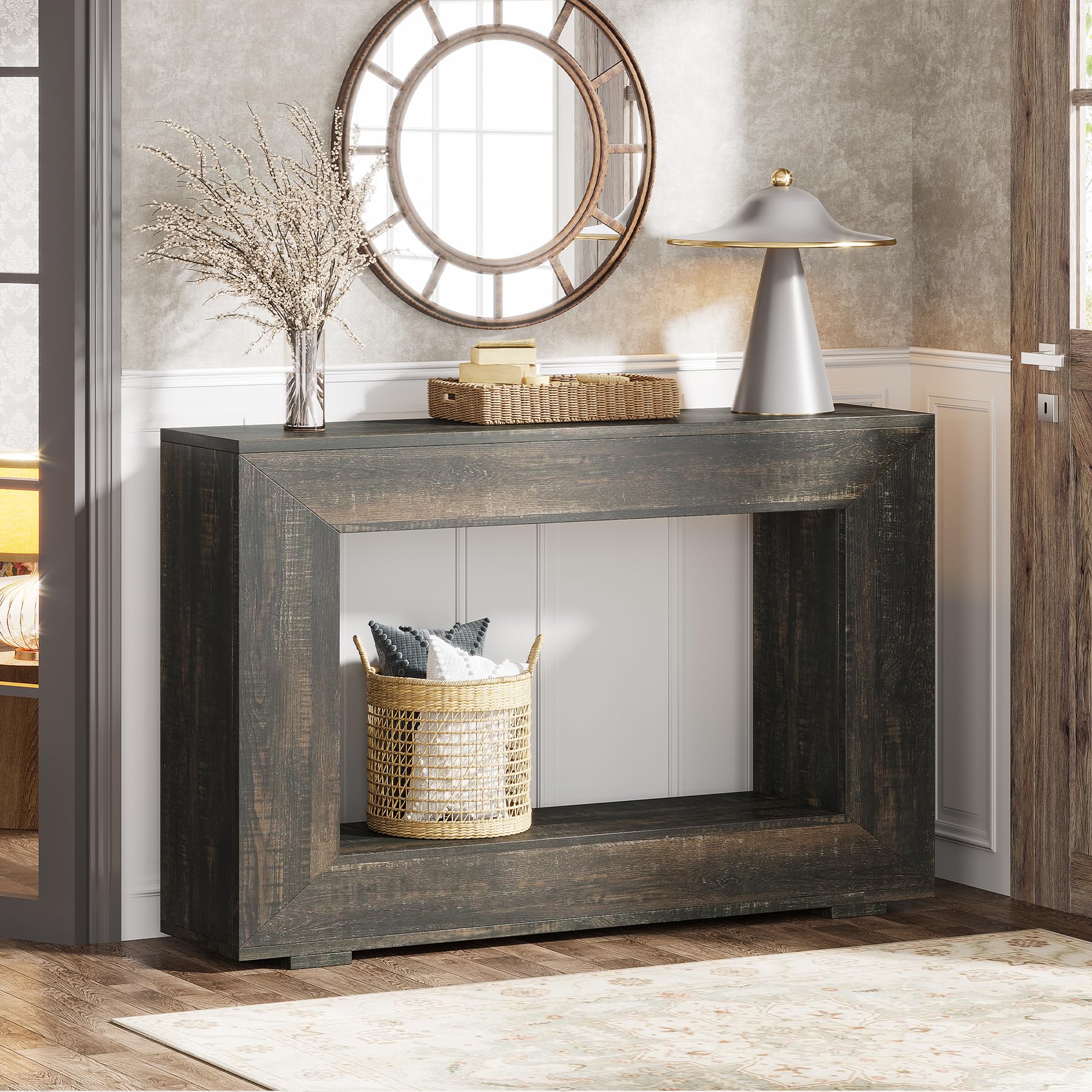 Photo 1 of Tribesigns Farmhouse Console Table, 47 Inches Entryway Console Table with Storage, Industrial Hallway Accent Table for Living Room, Entrance