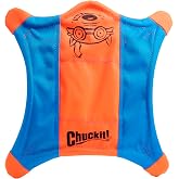 Chuckit! Flying Squirrel Fetch Dog Toy - Water Floating Flyer - Soft and Durable Polyester Canvas Construction - For Large Dogs - Size Large - 11-inch Diameter - Pack of 1 - Orange and Blue