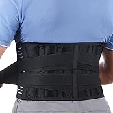 Teyssor Back Brace for Lower Back Pain Relief, Adjustable Lumbar Support Belt with 6 Stays, Back Support Belt for Men and Women(M, Pack of 1)