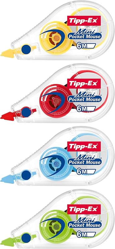 BIC Tipp-Ex Mini Pocket Mouse - Pack de 3 unidades, cores variadas