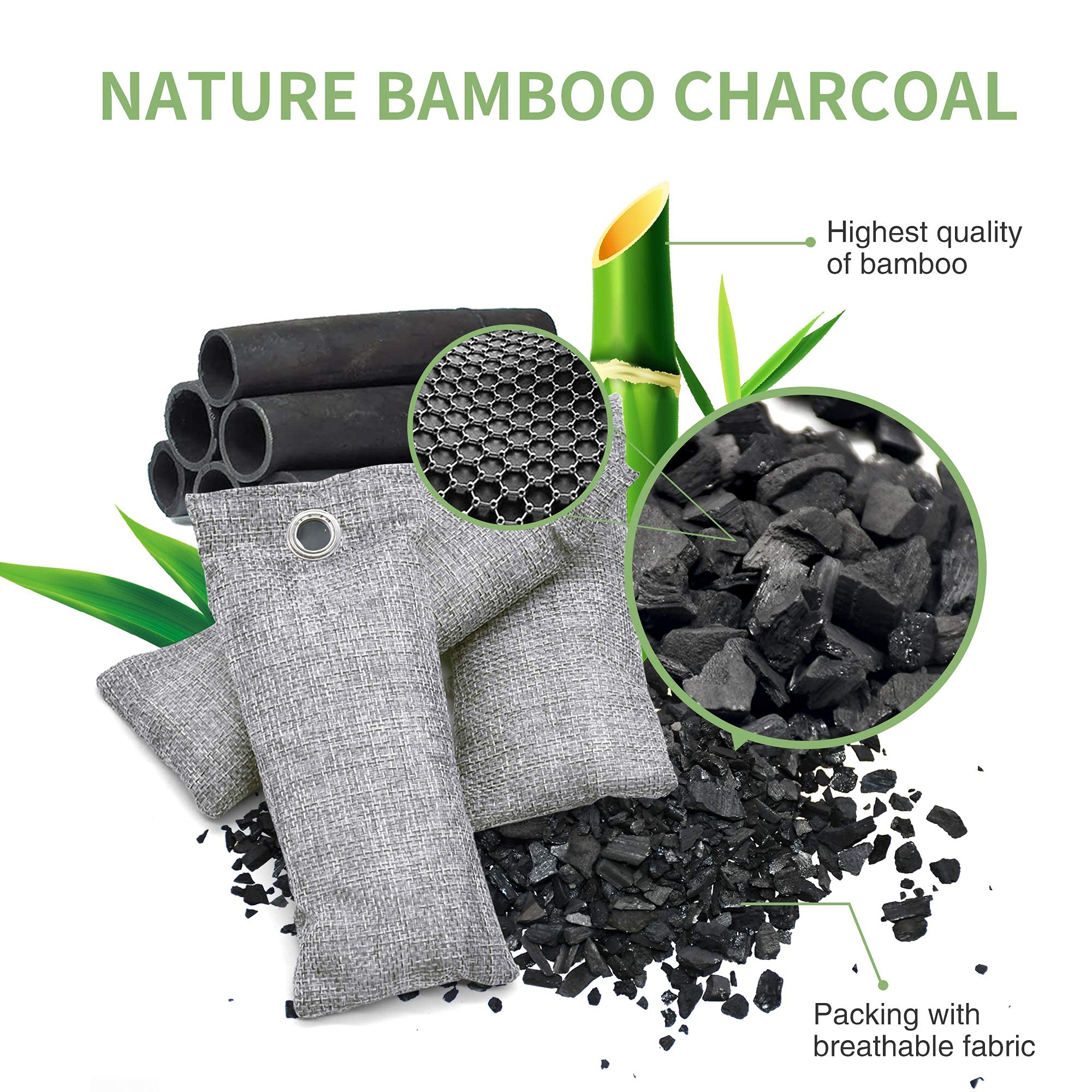 36 Pack Bamboo Charcoal Air Purifying Bag, Activated Charcoal Bags Odor Absorber, Moisture Absorber, Natural Car Air Freshener, Shoe Deodorizer, Odor Eliminators For Home, Pet, Closet