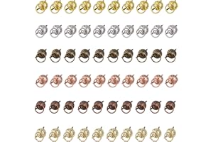 URROMA Drawer Handle Ring, 60 Pieces Metal Brad Fasteners with Pull Rings Mini Metal Rings Brads for Kitchen Bathroom Drawer DIY Crafts Decor, Bronze Gold