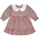 Biayxms Toddler Baby Girl Plaid Dress Puff Long Sleeve Gingham A Line Dresses Casual Girls Princess Christmas Dress