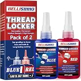 Thread Locker Blue and Red, Medium and Strong Strength Thread Lock, Threadlocker for Nuts, Bolts, Fasteners and Metals, Anaerobic Curing Screw Glue to Prevent Loosening and Corrosion (Blue and Red)