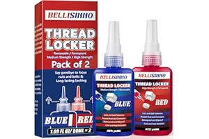 BELLISINNO Thread Locker Blue and Red, Medium and Strong Strength Thread Lock, Threadlocker for Nuts, Bolts, Fasteners and Metals, Anaerobic Curing Screw Glue to Prevent Loosening and Corrosion (Blue and Red)