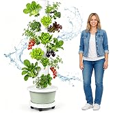 9-Tier Vertical Hydroponics Growing System - Indoor/Garden Hydroponic Tower | 67" Ultra-Tall Design| With Wheels &amp; Pump| 8 Gallon Large Water Tank | 36 Plant Pods | Vegetables Strawberry Lettuce Grow