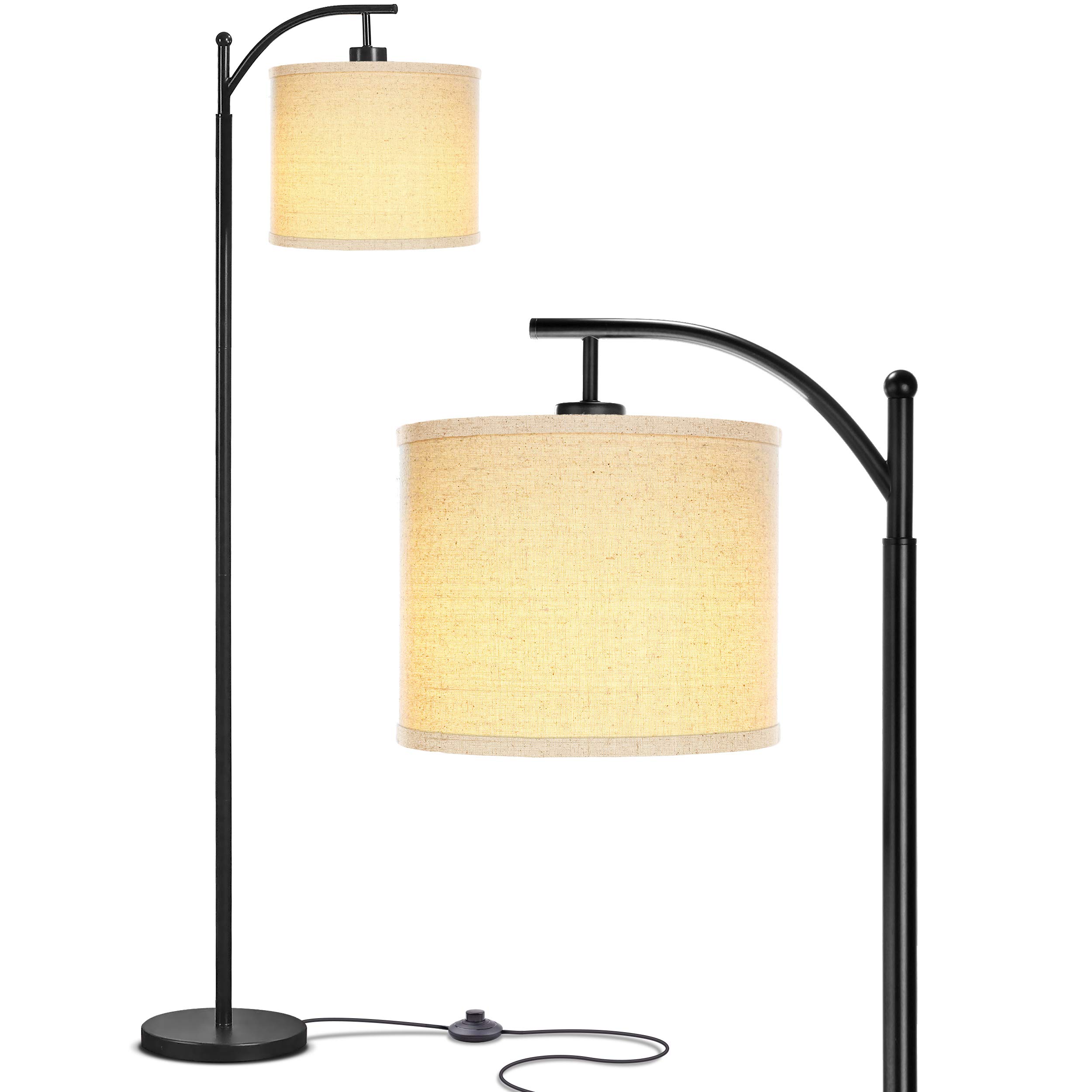Brightech Montage LED Floor Lamp - Modern & Tall, Arc Shade for Living Room, Office & Bedroom - Mid-Century Style - Black