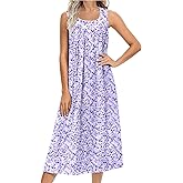 Ekouaer Nightgowns for Women Cotton Long Night Gown Sleeveless Sleep Dress Victorian Nightdress Ladies Sleepwear S-XXXL