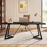 Tribesigns 70.86-Inch Large Computer Desk, Modern Executive Desk Black Office Desk Workstation with Metal Frame, Rectangular 