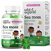 Wild & Organic Irish Sea Moss Gummies for Kids 800mg - Immune Support with Bladderwrack - Vegan Sea Moss Gel Chews for Overall Support - 60 Non-GMO Seamoss Gel Gummies