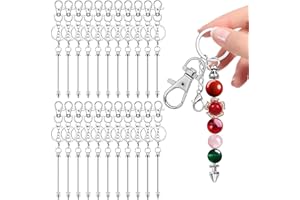 MYTOAU 22 Pcs Beadable Keychains Making Kit Set, Metal Bullet Shaped Assembled Beadable Keychains Bars, Blank Detachable Keyc