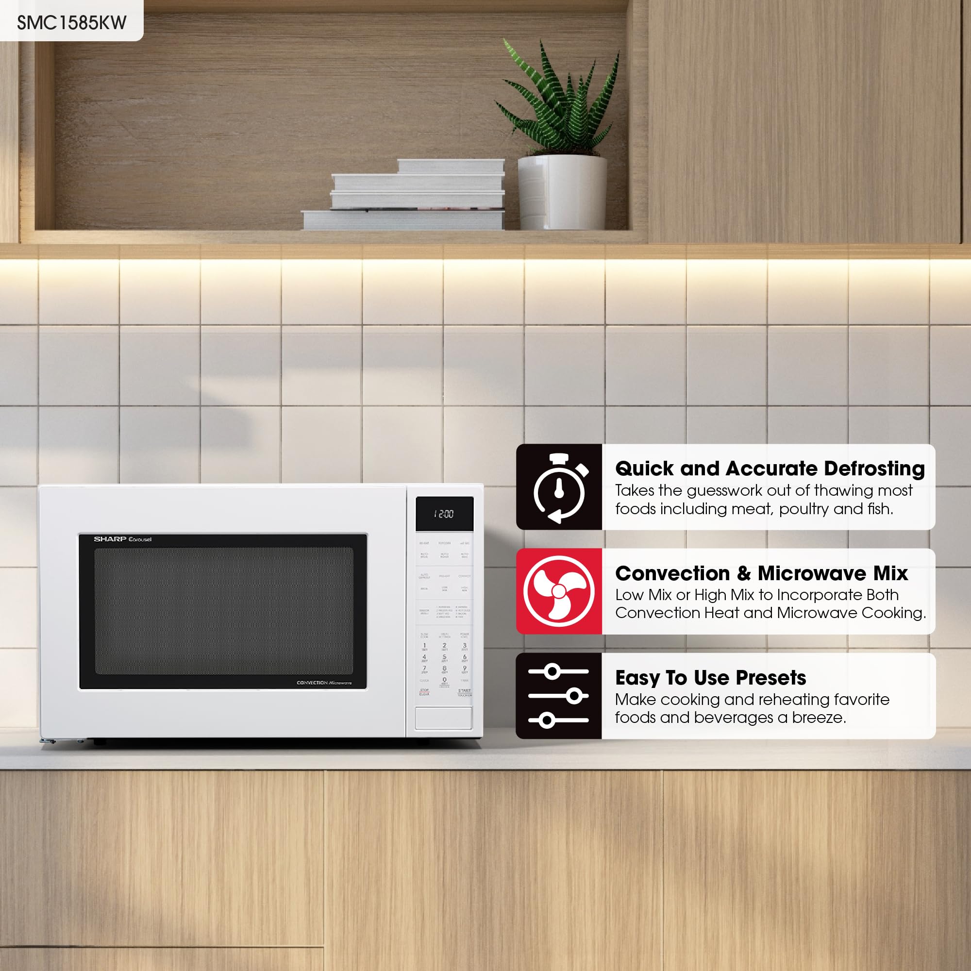 SHARP SMC1585KW Convection Countertop Microwave Oven with Removeable 15.4