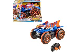 Hot Wheels Monster Trucks Remote Control Toy Vehicle, Large-Scale RC Tiger Shark Climber with 3 Modes of Play for Racing, Climbing & Stunting