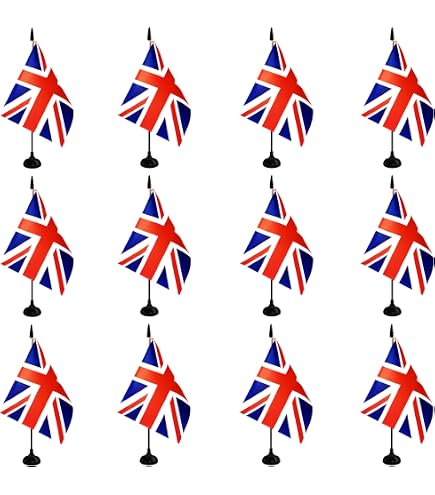 Juego De 12 Banderas De Escritorio Reino Unido - Diseño Británico, 8.2x5.5 Pulgadas, Para Decoración