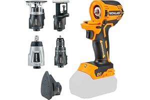 Nichilas Power Tools Combo Kit for DEWALT 20V Battery, Brushless Motor Electronic Chip Contact Startup, 5 IN 1 Cordless Drill Impact Wrench, Jigsaw, Sander, Trimmer Router (NO BATTERY)