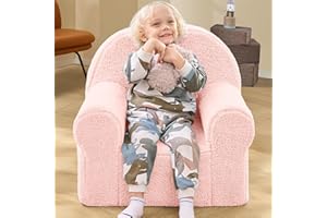 ILPEOD Toddler Chair Sherpa Couch Sherpa Kids Chair, Cuddly Comfy Toddler Plush Chair Toddler Couch Reading Chair for Kids Fuzzy Baby Chair Pink
