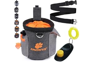 AMZNOVA Dog Treat Pouch, Pet Training Bag for Small to Large Dogs, 3 Cups Treat Tote with Adjustable Waistband & Poop Bag Dispenser for Walking