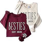 HHLYN14 Personalized Besties Sweatshirt, Custom Matching BFF Crewneck, Best Friends Est. Year Gift for Girls
