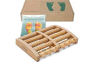 COZLOW Wooden Foot Massager for Plantar Fasciitis Pain Relief, Deep Tissue Massage Roller w/Arch-Shape Design for Ultimate Feet Relaxation & Stress Relief, Reflexology Massage Tool for Men & Women