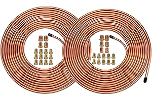 MuHize Brake Line Tubing Kit 3/16 & 1/4 inch 25Ft Dual Size - Copper Coated Alloy Steel Anti-Rust Brake Roll for Cars, Trucks, SUV - Hydraulic Fuel Transmission Line Replacement